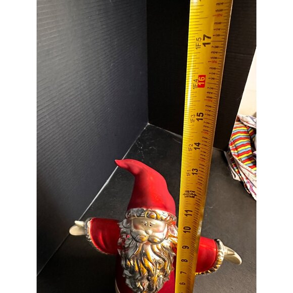Red Silver Tabletop Santa Claus Arms Out Vtg READ - Picture 14 of 16